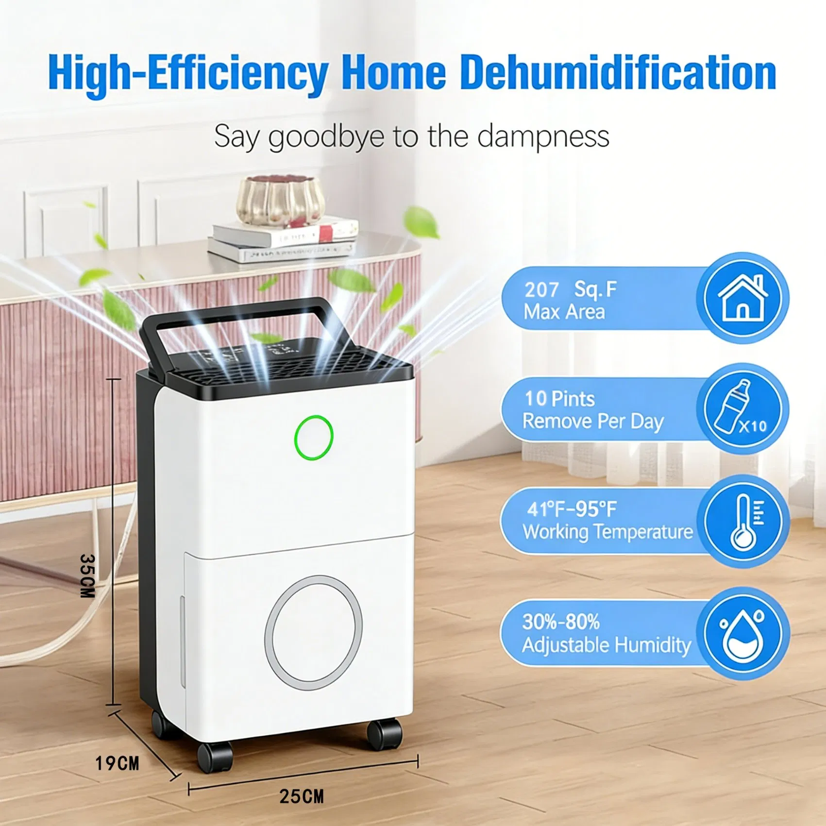Smart LED Display Dehumidifier with Whisper Quiet Operation