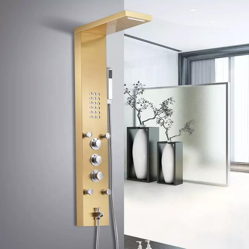 Shower Panel Bathroom Wall Mounted Stainless Steel Waterfall Shower Column Set Tower Massage Jets Shower Panels Ducha Column