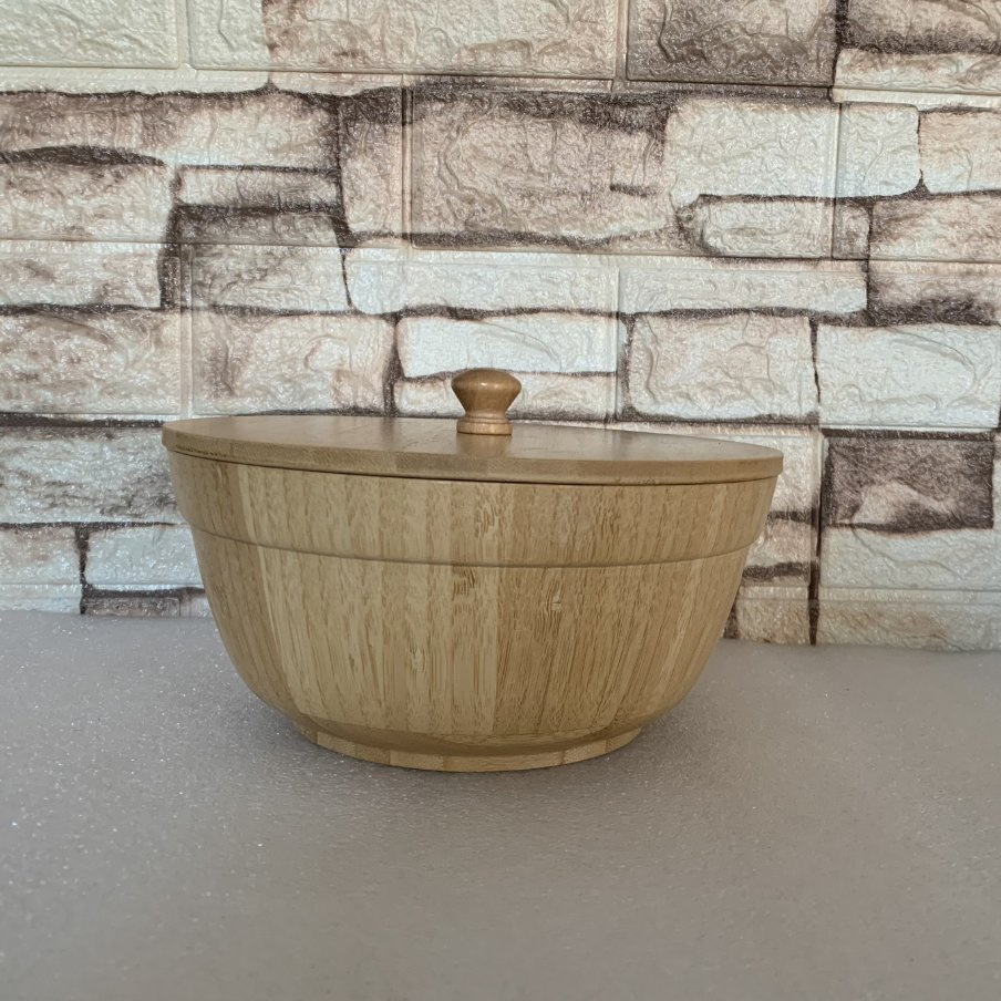 Bamboo Salad Food Soup Bowl with Lid