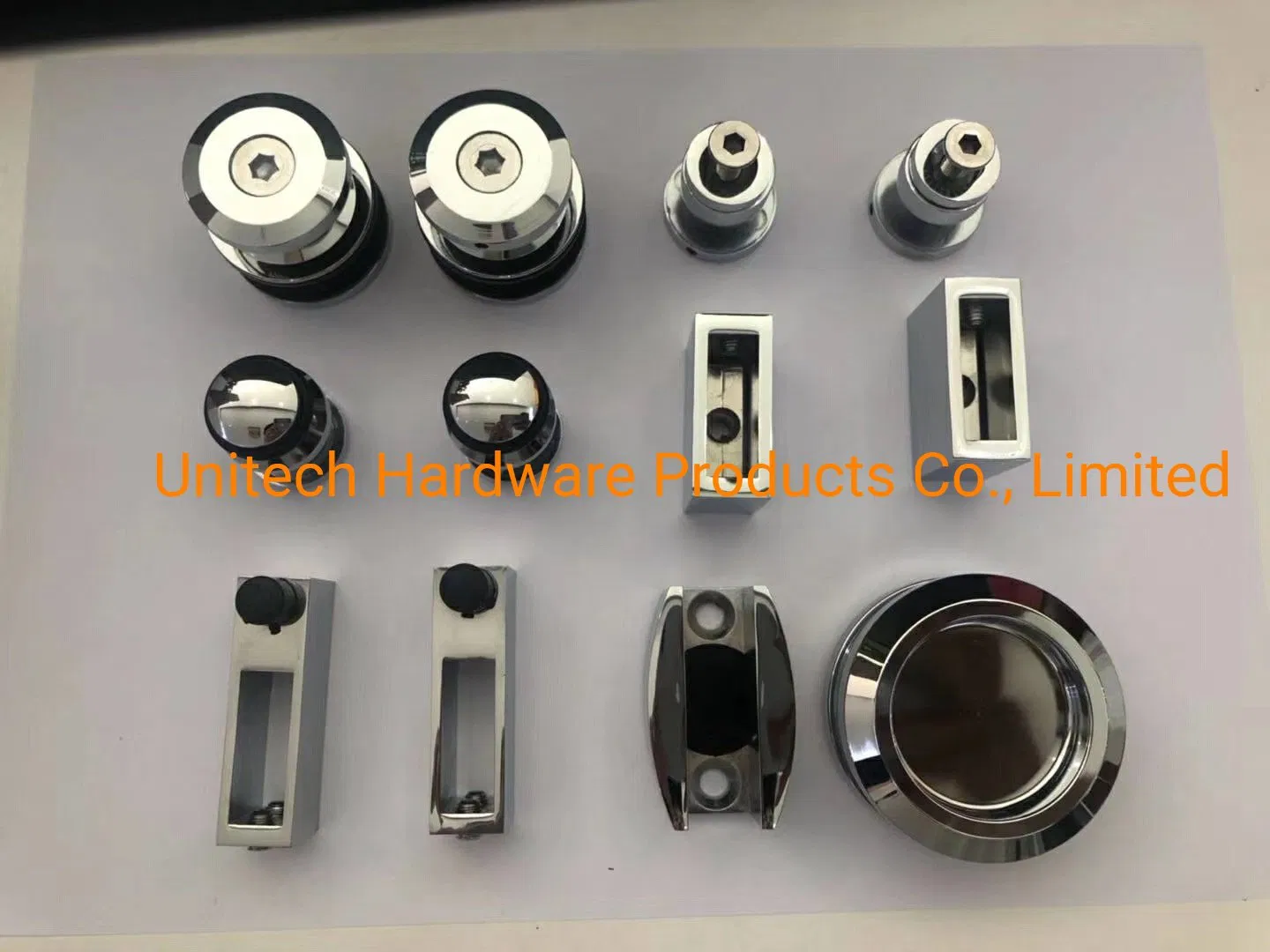 Stainless Steel 304 Frameless Bathroom Sliding Door Roller Wheel Glass Fitting System