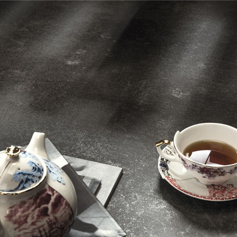 Stain Resistant Metal Black Italian Design Marble Sintered Stone Large Format Flooring