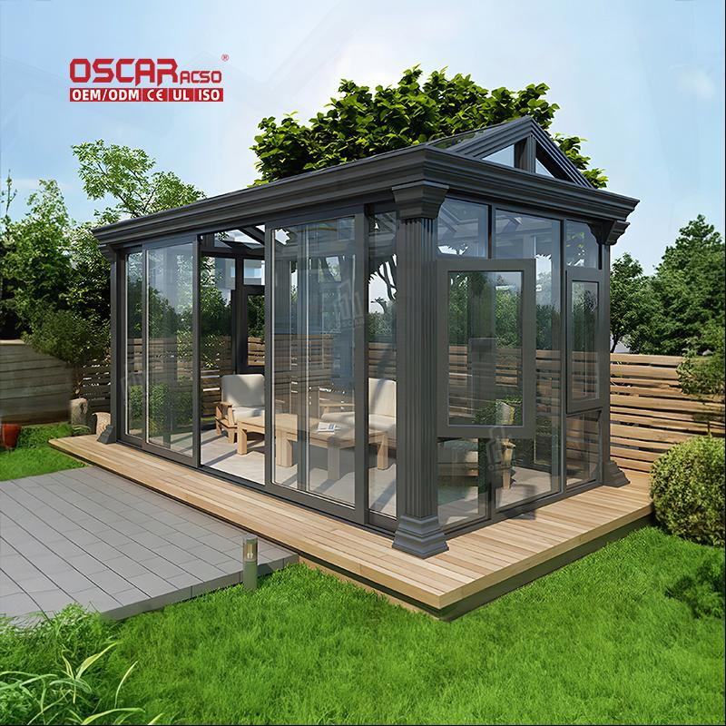 Rotating & Retractable Louvers Roof Motorized Waterproof Luxury Greenhouse Modern Sunroom Sunrooms