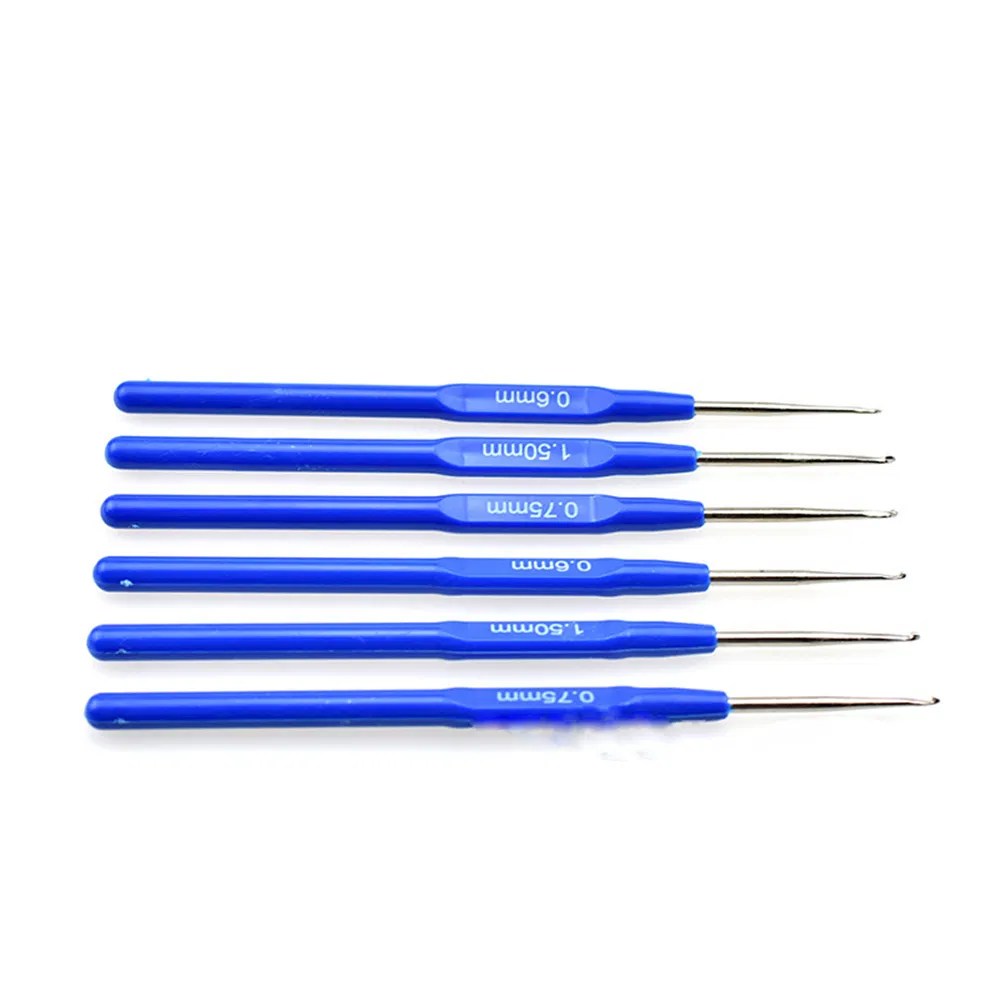 10PCS Blue Handle Crochet Hook Set Knitting Needles Crochet Tool for Lace Yarn