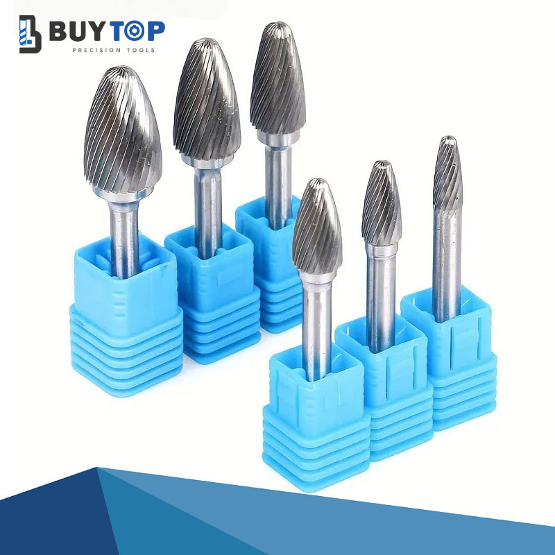 Double/Diamond Cutter E F G H Type 9mm 10mm 11mm 3-16mm Diameter Tungsten Carbide Rotary Burrs for Woodworking/Metalworking