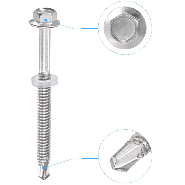 OEM Manufacturer Wholesales Hexagon Washer Head Self-Drilling Screws 410 Stainless Steel Sheet Metal Screws with Full Thread