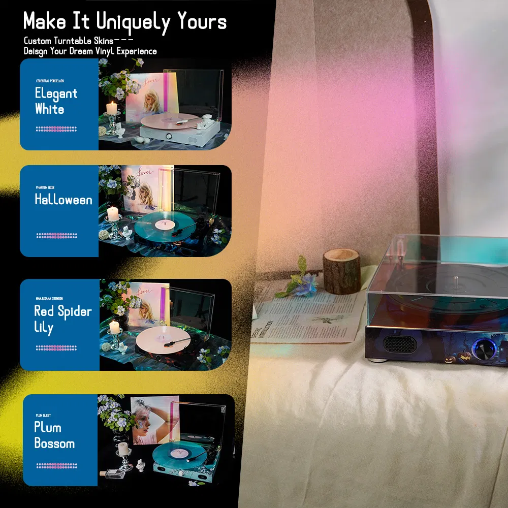 Factory Wholesale Customized 3-Speed Bluetooth Music Player Sound Box Hi-Fi Turntable Record Player with Built in Speaker