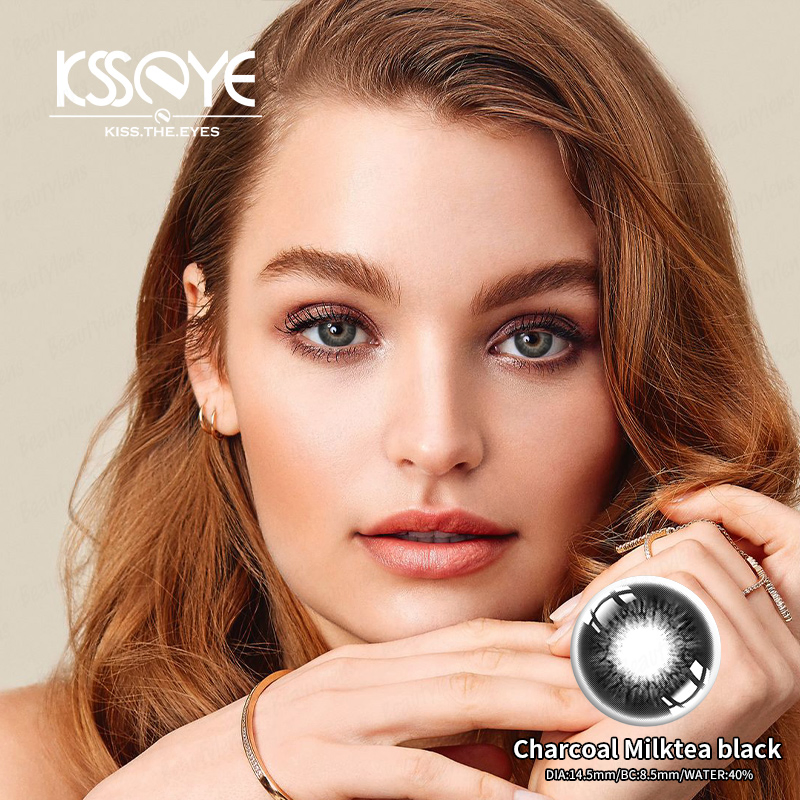 Ksseye Glutinous Dolly Black Circle Lenses Contacts Wholesale Soft Colored Contacts Circle Color Eye Contact Lenses for Big Eyes Contact Lenses