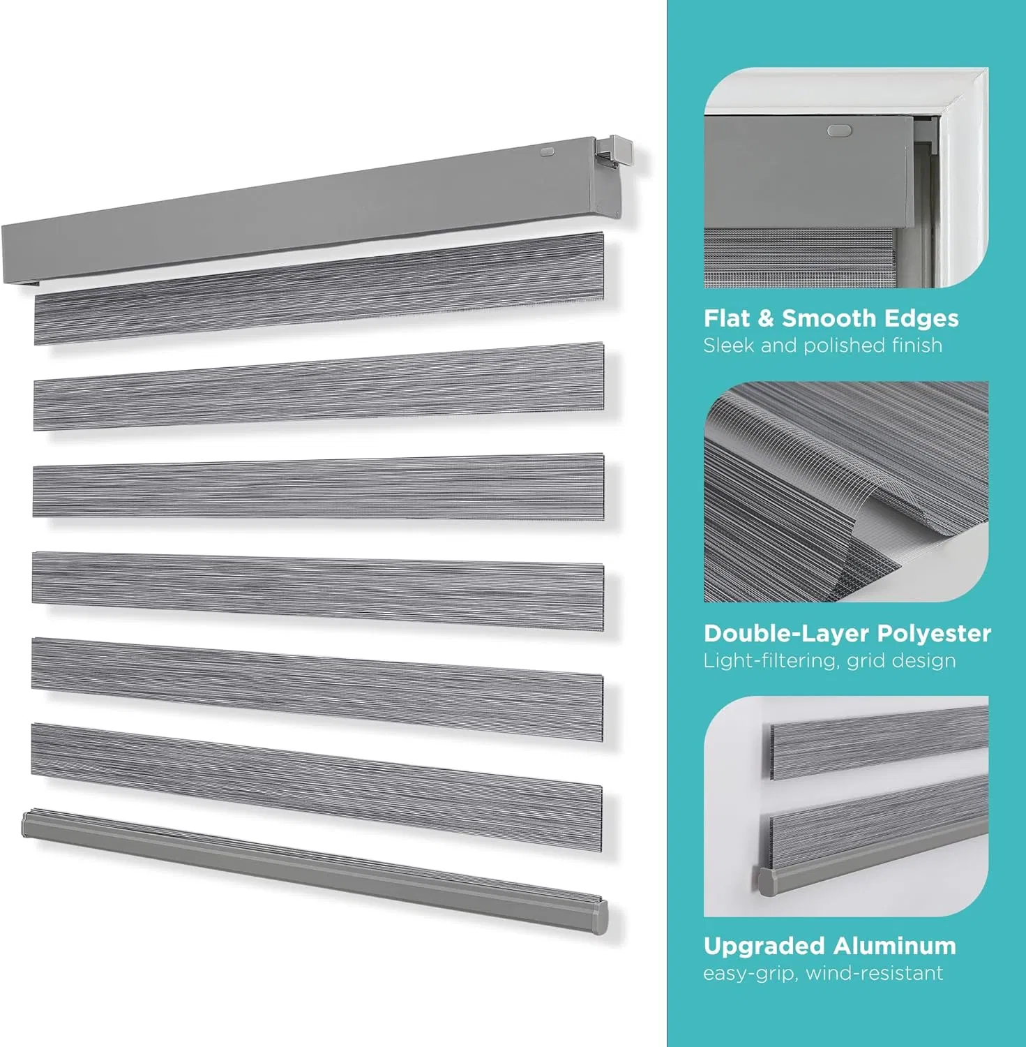 No Drill Not Zebra Blind, Manual Control for Indoor Blind Cordless Zebra Blinds