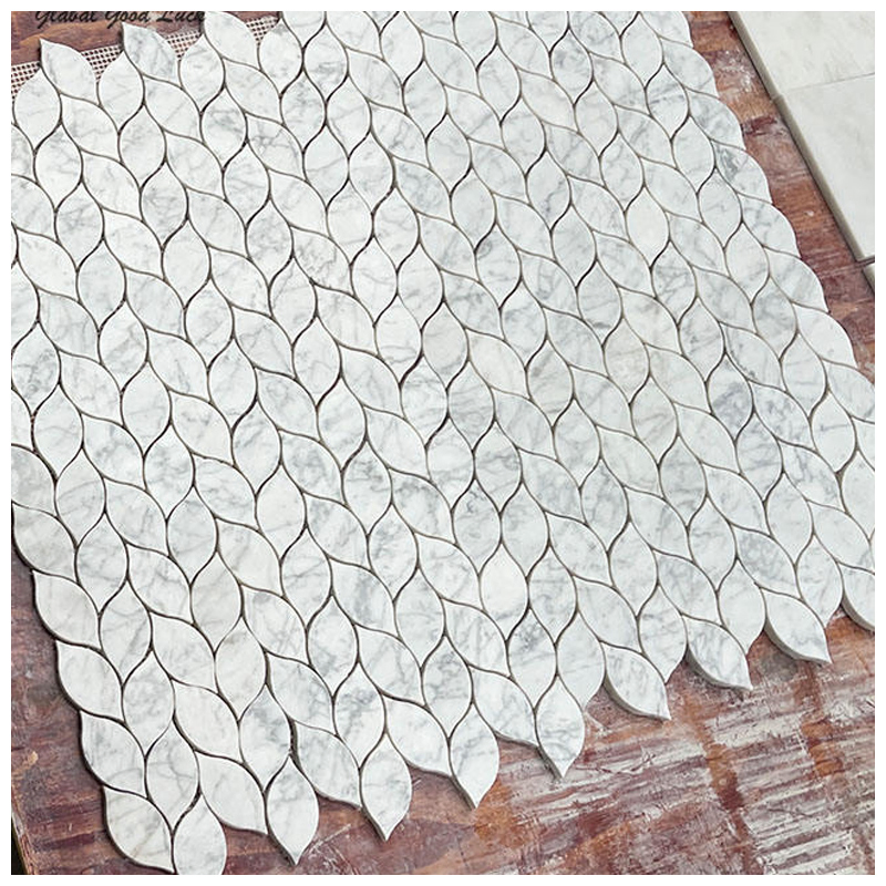 Bianco Carrara White Marble Leaf Mosaic Tiles