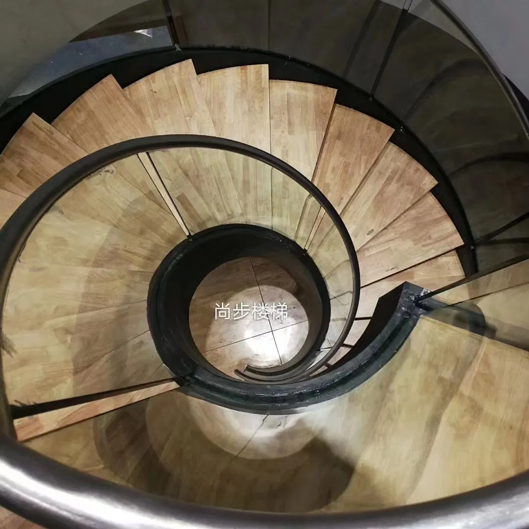 Glass Railng Curved Staircase Prefabricated Staircase Interior Spiral Stairs