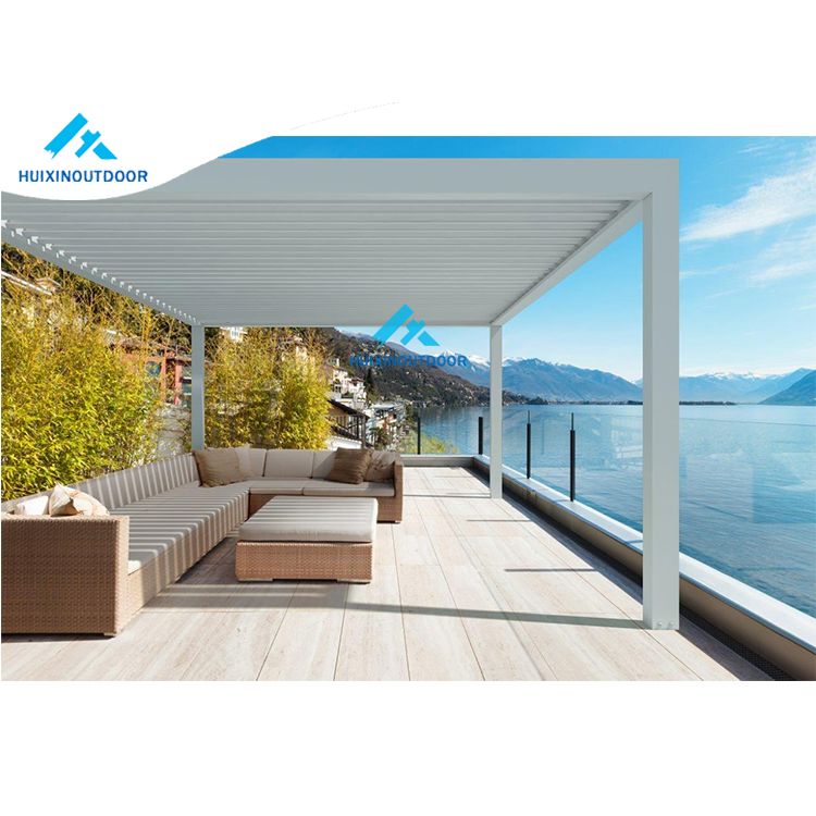 Fashion Waterproof Aluminum Louver Store Summer Vintage Metal Solar Adjustable Pergola