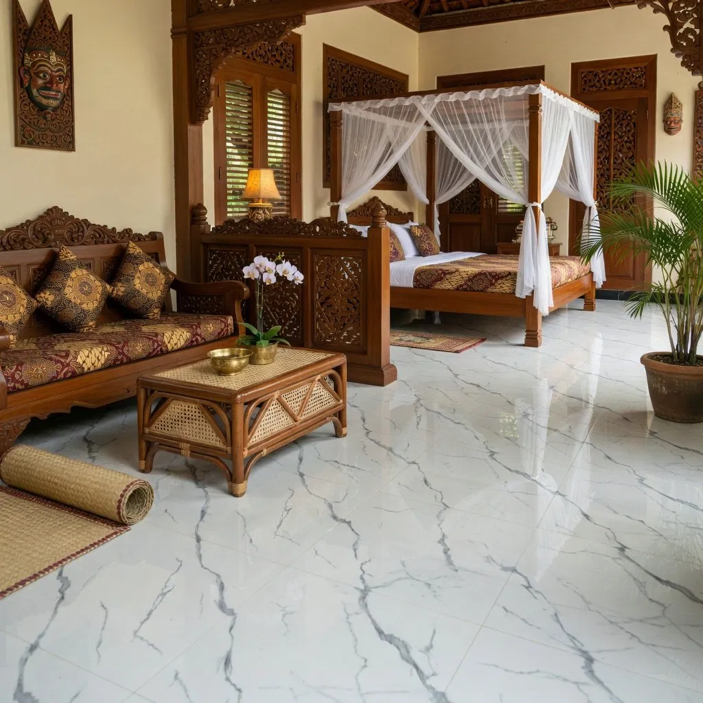 Полированная плитка 60x60 см Carrara White для пола и стен