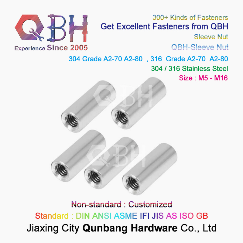 Qbh Customized Carbon Steel/Stainless Steel Extended Round Joint Nut Nipple Coupling