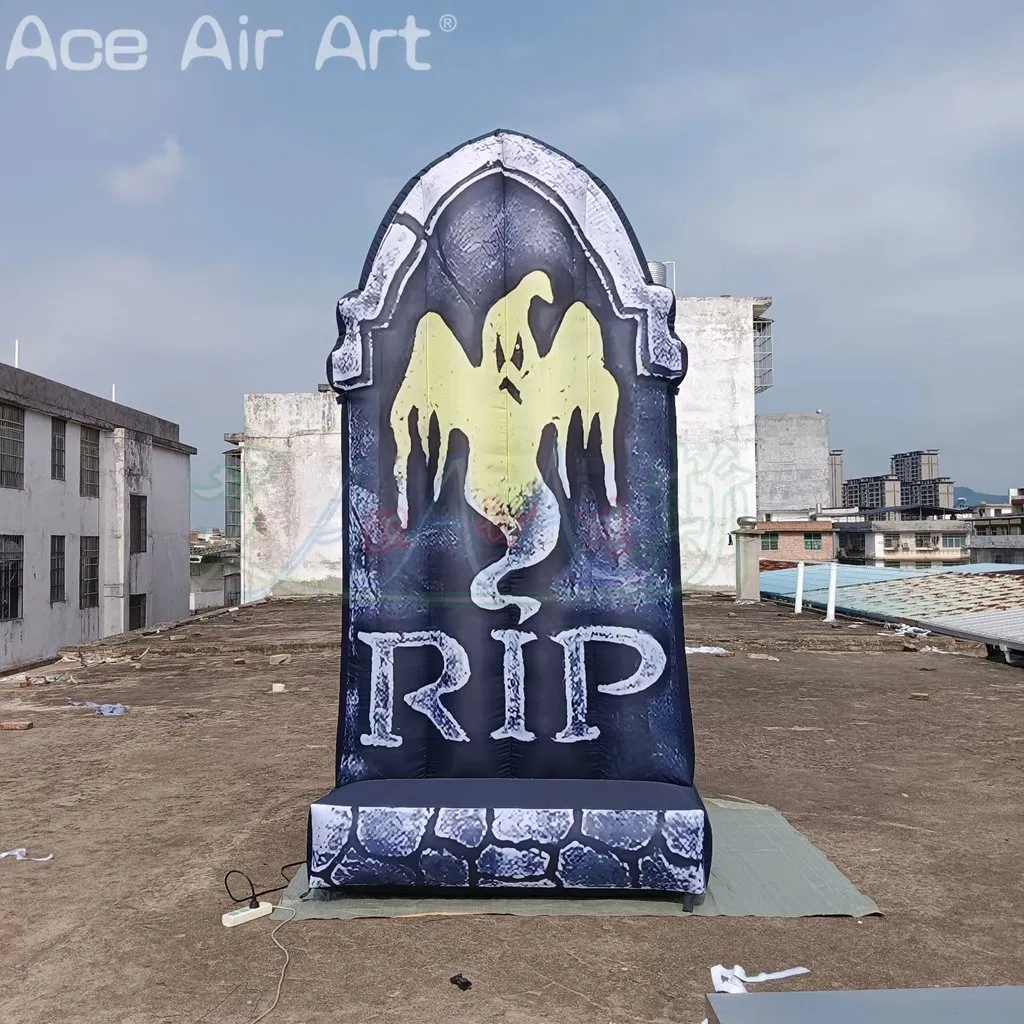 3mh Outdoor Party Event Inflatable Halloween Yard Decoration LED Lights Inflatable Halloween Tombstone Model