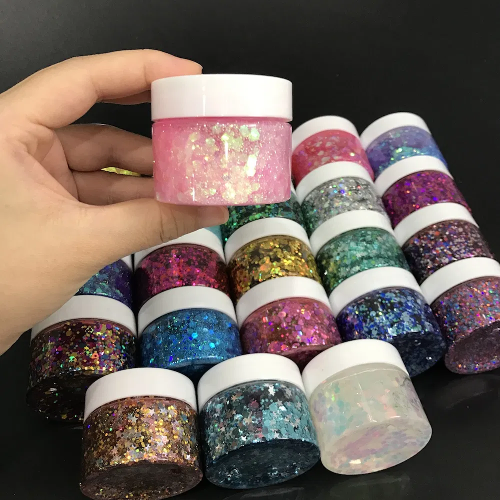 Eco Glitter Gel Peel-off Holographic Chunky Glitter Gel for Face Body Glitter