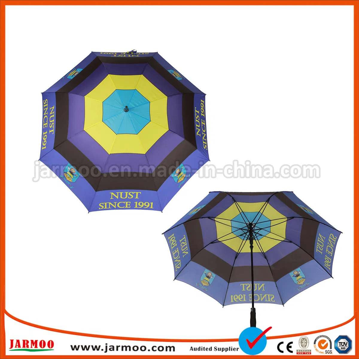 High Quality Manual Open Long Shaft Umbrella Windproof Golf Umbrella