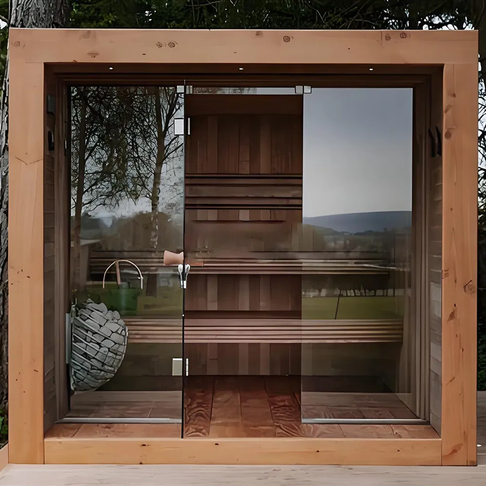 Премиальная сауна для сада из массива дерева на 4-6 человек