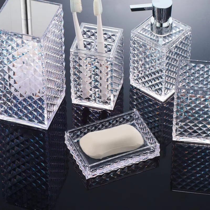 Factory Outlet Sanitary Ware Bath Storage Accessories 5PCS Acrylic Modern Bathroom Set