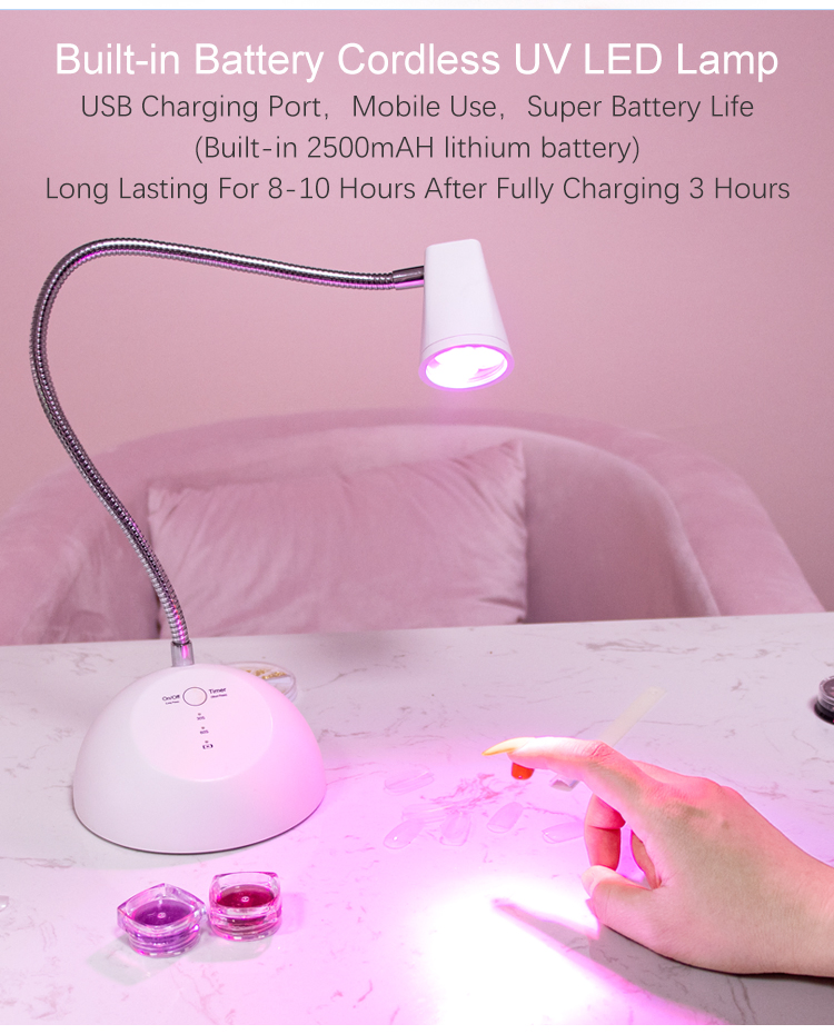 Newest Rechargeable 18W Nail Table UV Lamp 360 Degree Flexible Desktop Focused Beam Nails Dryer Gel Tips