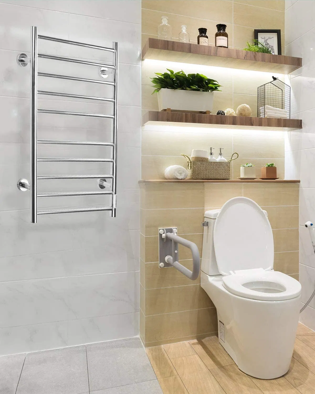 Electric Towel Warmer for Bathroom Heated Towel Rails with Timer