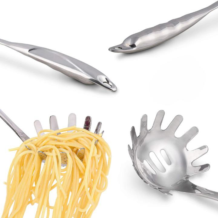 Kitchen Stainless Steel Pasta Spoon Heat Resistant Spaghetti Server Pasta Fork