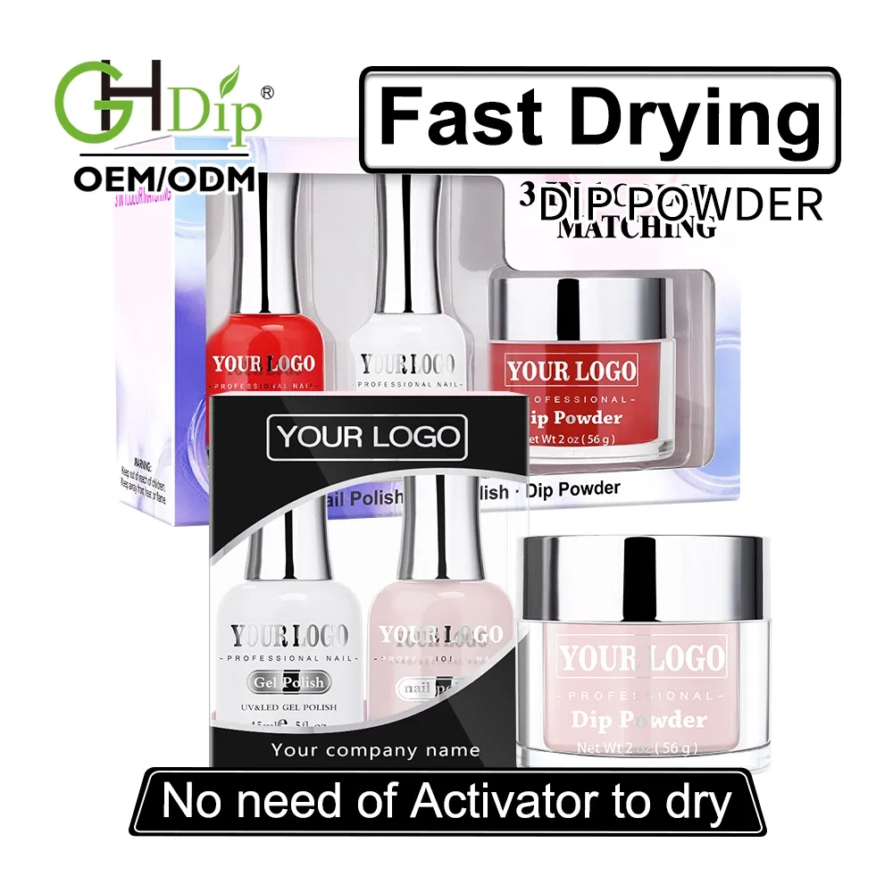 Perfect Color Match 3 in 1 Set Fast Drying Dipping Powder Match Gel and Lacquer