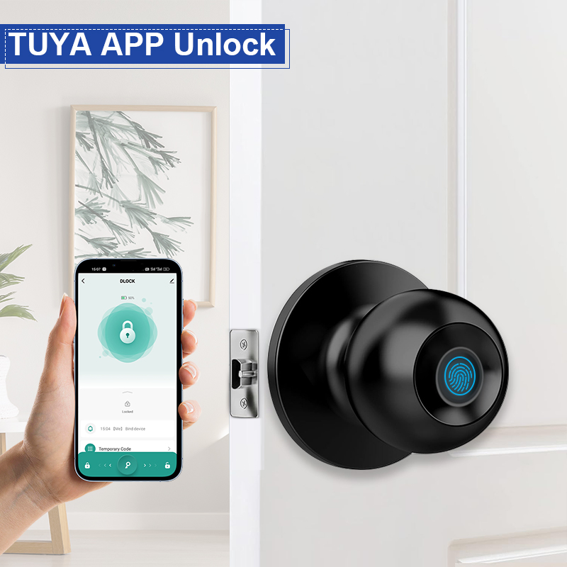 Keyless Ball Fingerprint Knob Lock Home Rechargeable Smart Locks Tuya Door Lock