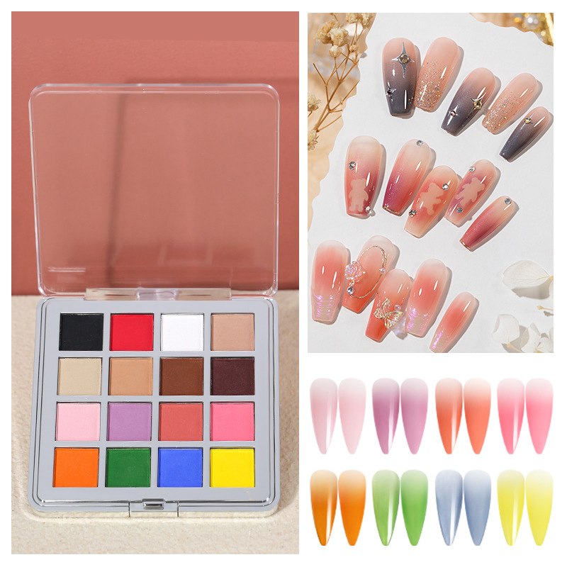 Nails Art Pigment 16 Colors Gradient Effect Nail Powder