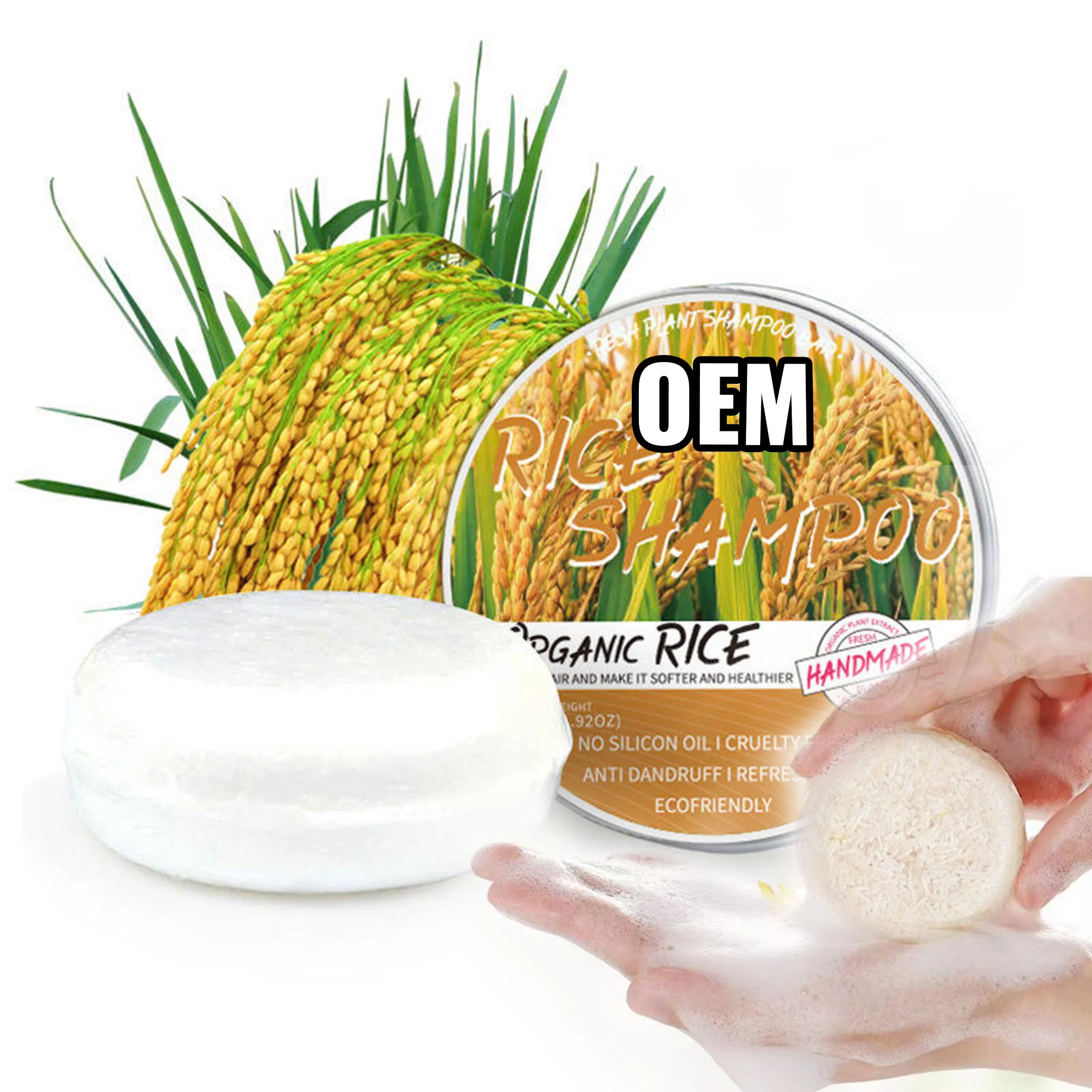 Private Label Rice Handmade Hair Wash Growrh Soap Natural Shampoo Bar
