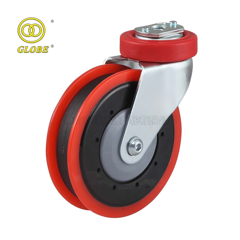 Square Head Threaded Stem Supermarket Castors Wheels for Shopping Cart Two Slices