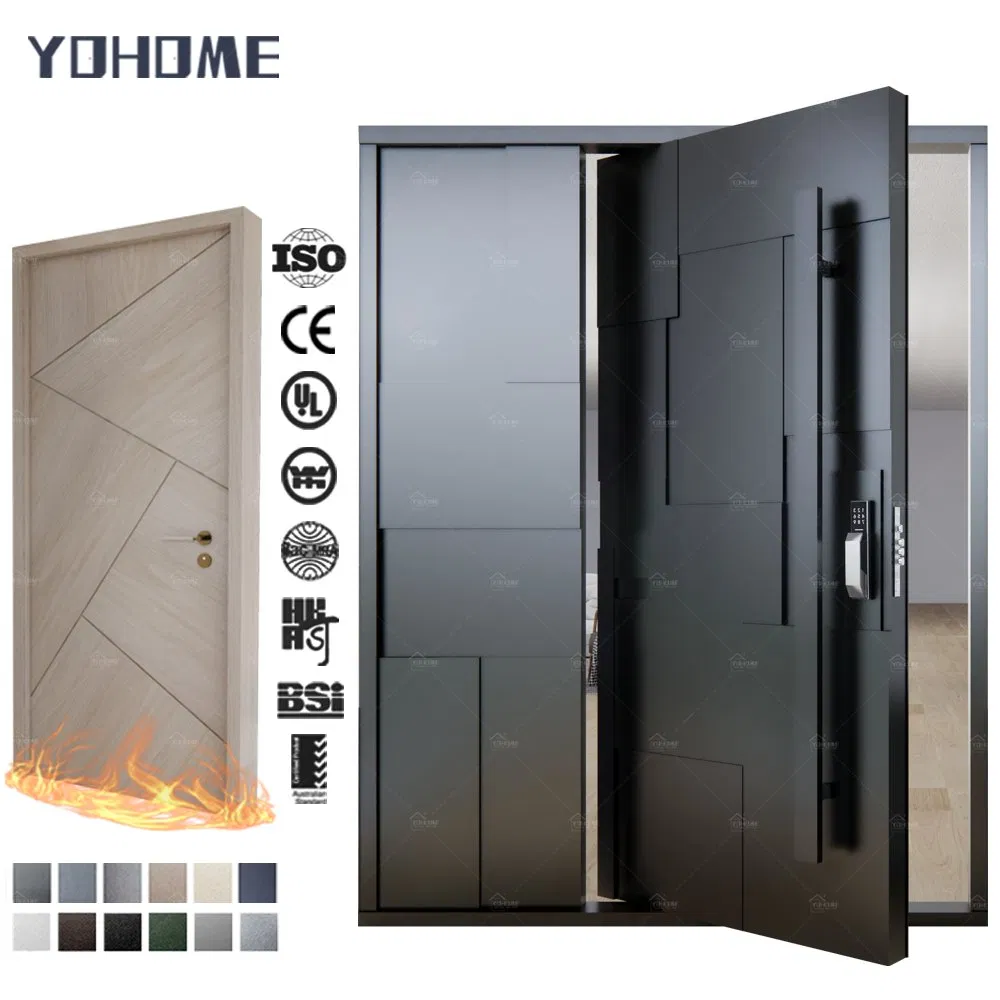 Современная входная дверь с распашным открытием, алюминий/сталь