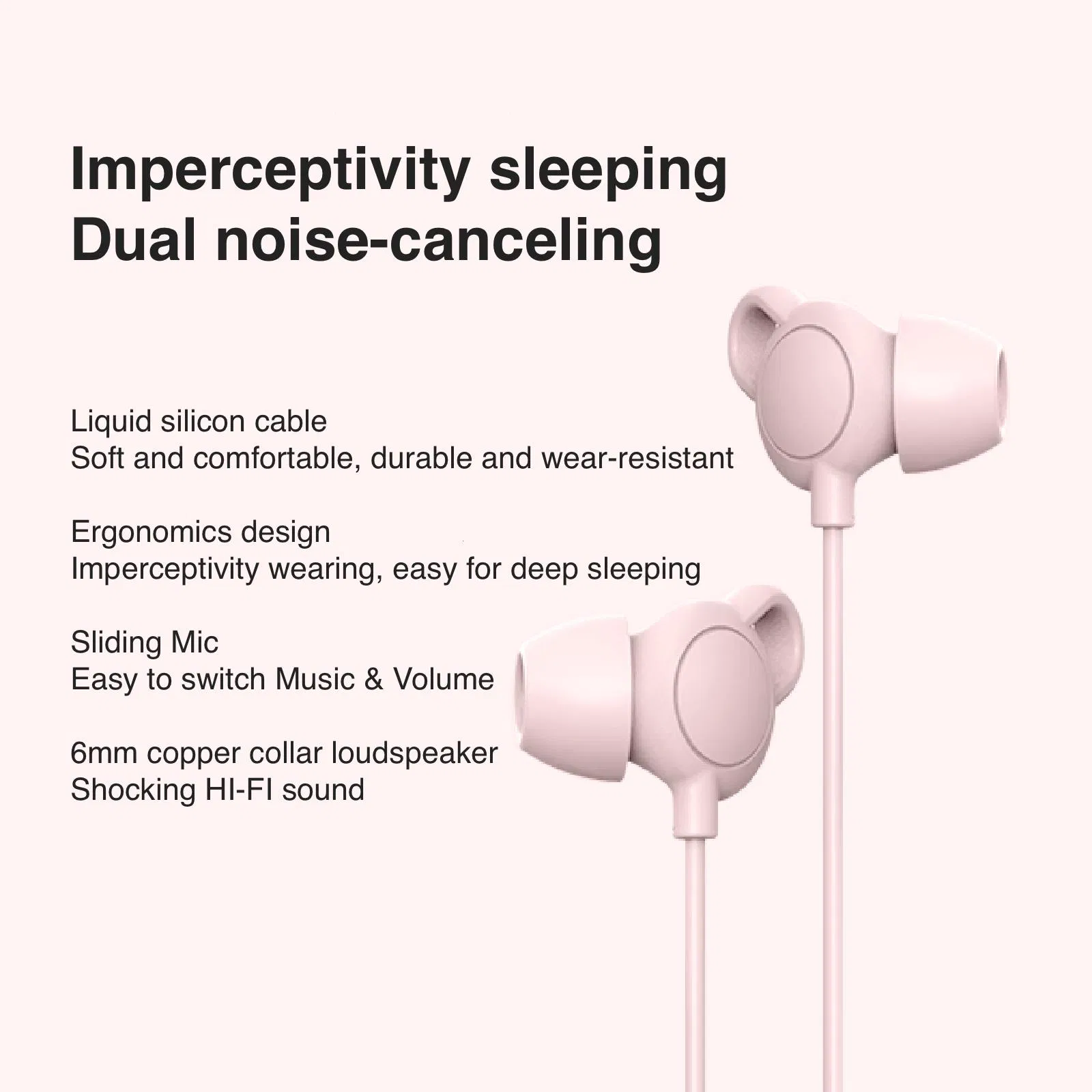 Lightning/3.5mm/Type C Earphones with Wired Control Microphone in-Ear Sleeping Headphone Sm05