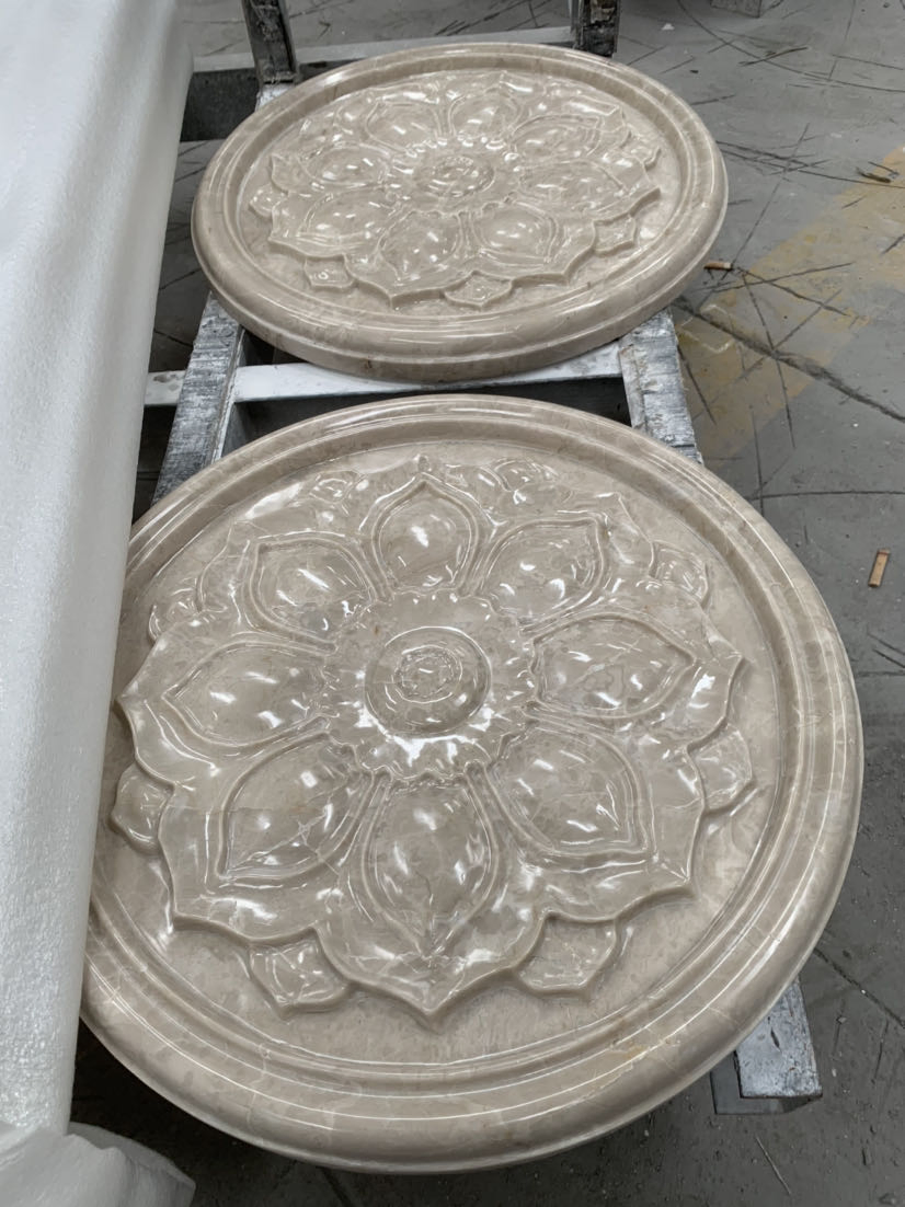 Limestone Flower Marble Sculpture Tile for Building Wall Decoration