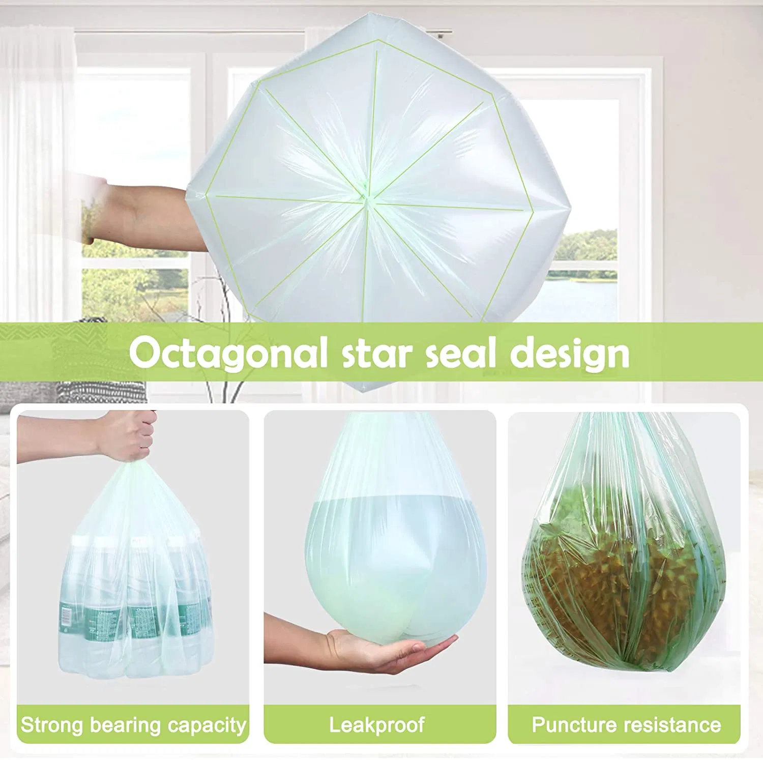 Customized Colored HDPE/LDPE/Degradable/Compostable Garbage Bags Flat or Roll Pack