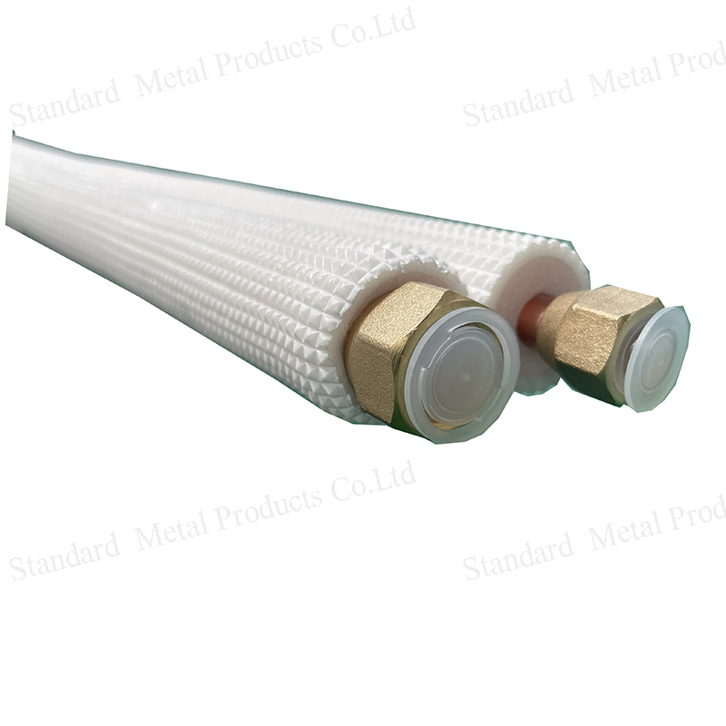 Hot Selling 1/4" 3/8" 5/8" 10m PE Coated Aircon Copper Pipe Insulated Installation Kit for Air Conditioner