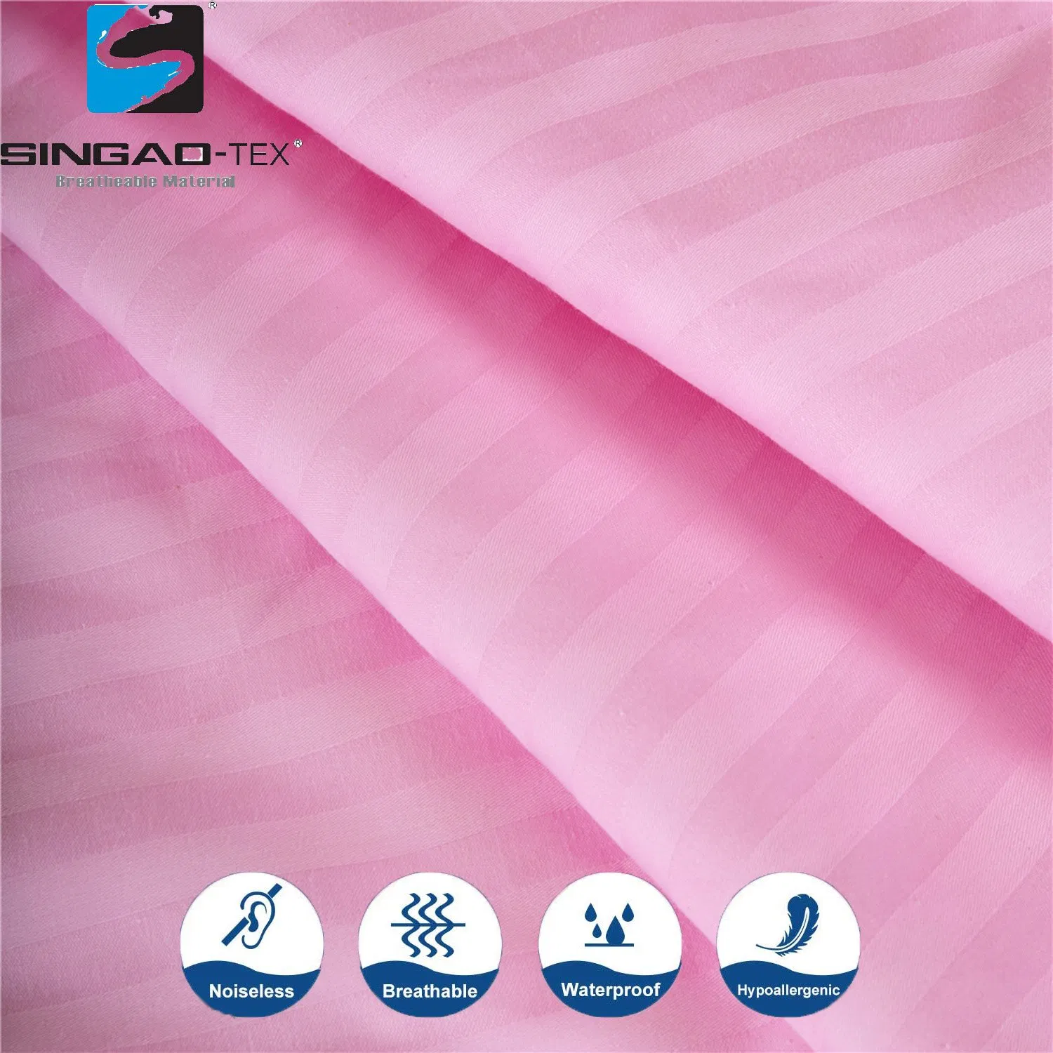 Pink Knitted Waterproof Mattress Cover Depth 35cm 360 Degree Protection 100% Polyester