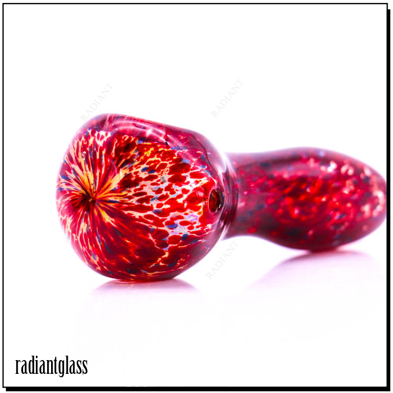 Dark Red Sparkle Glass Smoking Spoon Hand Pipes