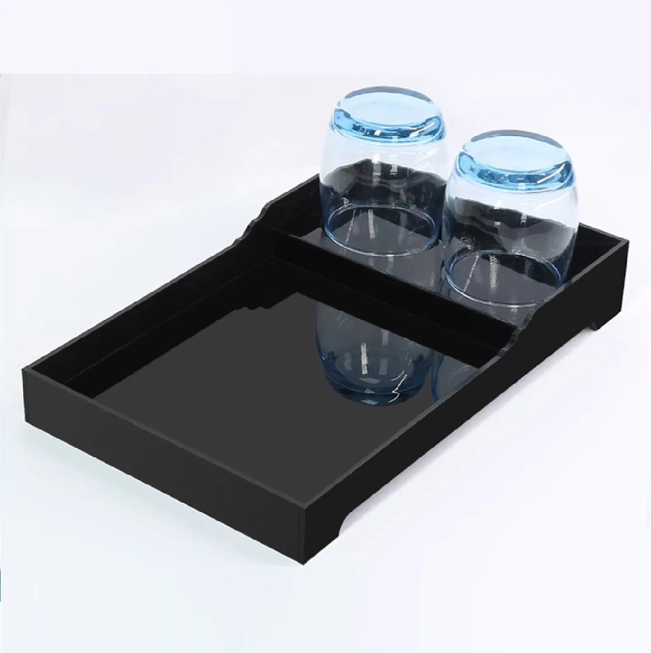 Hotel Room Supplies Acrylic Furniture Products Storage Tray with Two Cup Holders Consumables Box Toothpaste Holder Organization Factory Customized Leather
