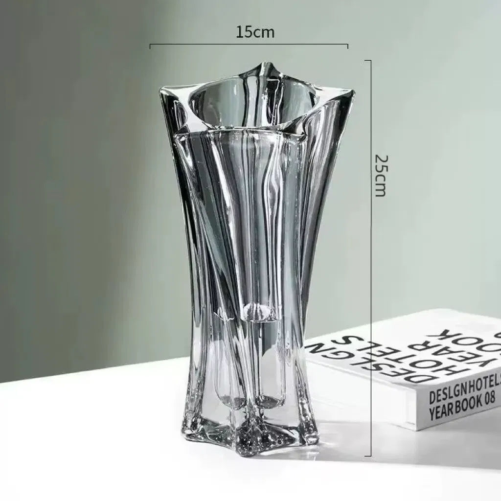 Household Irregular Glass Vases High Level Appearance Dining Table Decor Vase Transparent Glass Star Shape Vase