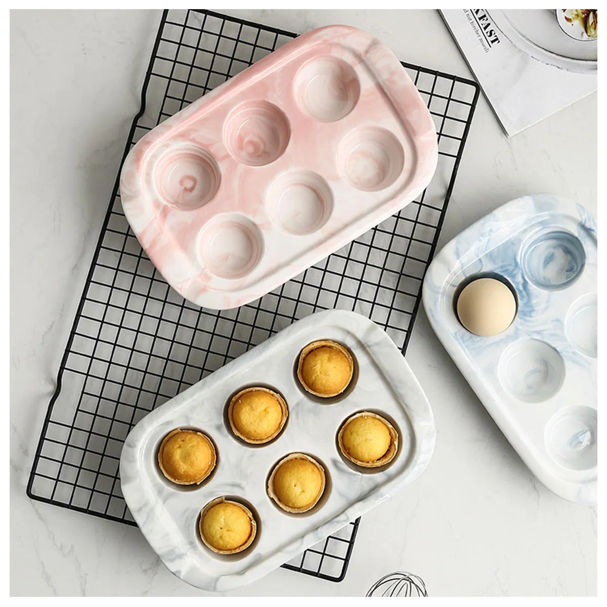 Hot Selling Good Quality Restaurants Kitchen Six-Hole Moulds Baking Ceramic Cake Mold