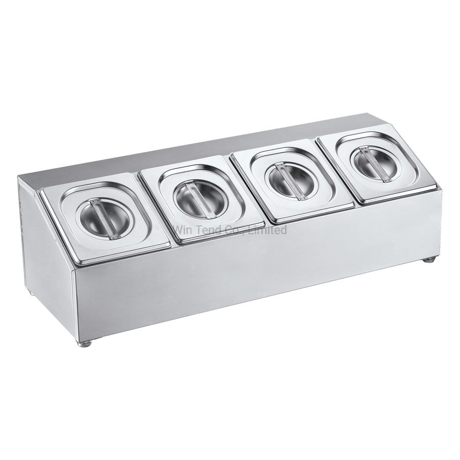 Stainless Steel Single Line Three Grids Deep Gn Gastronorm Pan with Lid Holder for Buffet