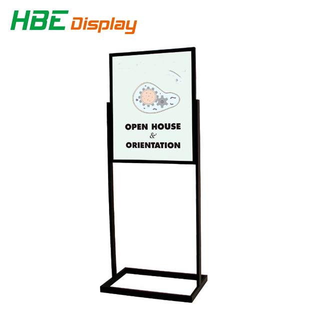 Floor Standing Square Rod Chromed Steel Sign Holder Stand