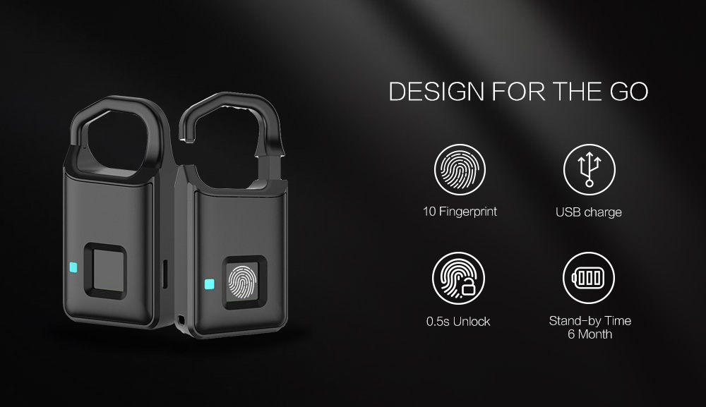 Safe Zinc Alloy Mini Fingerprint Padlock