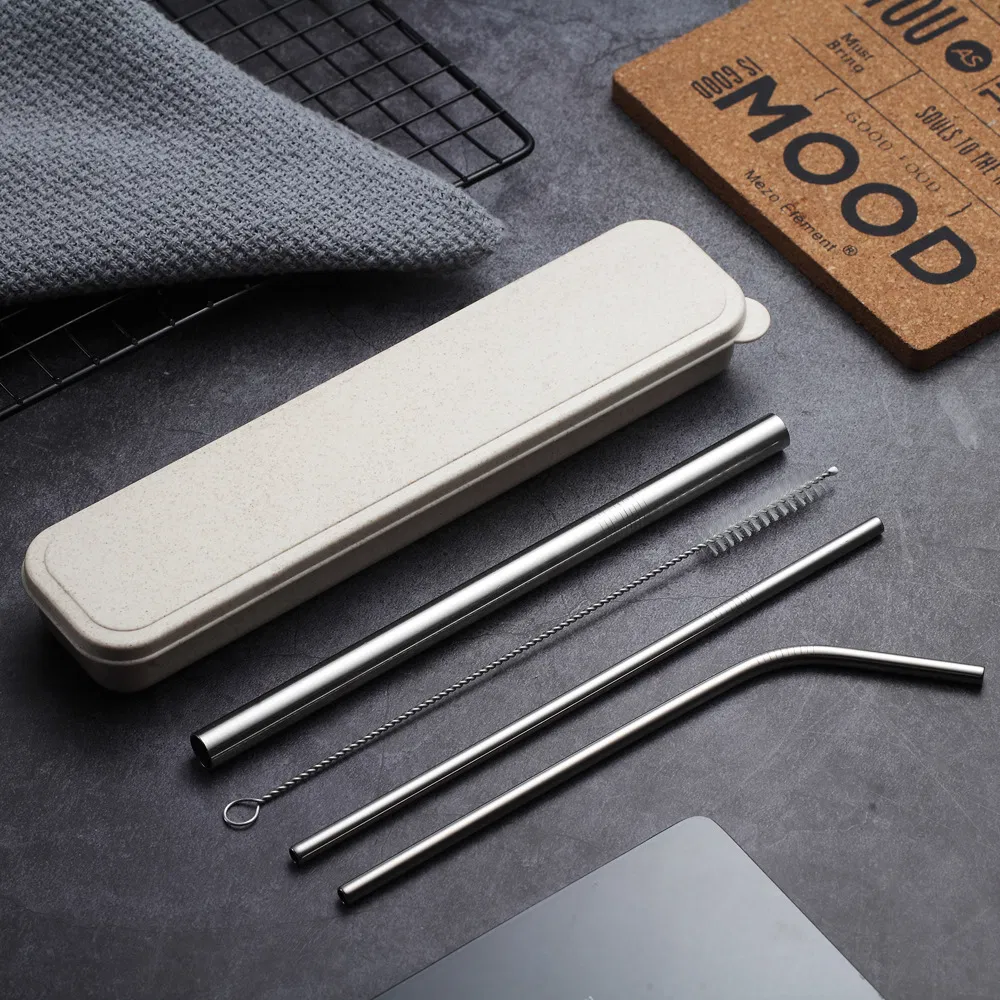 Stainless Steel Drinking Straw Sets with Case Customize Reusable 5PCS Drinkware Set