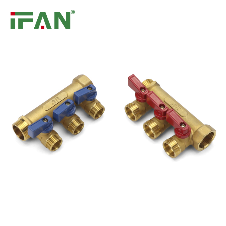 Ifan Fress Sample Factory DIN 16833 Manifold Floor Heating 2-5 Hole Straight Pex Pipe Manifold OEM Brass Manifold