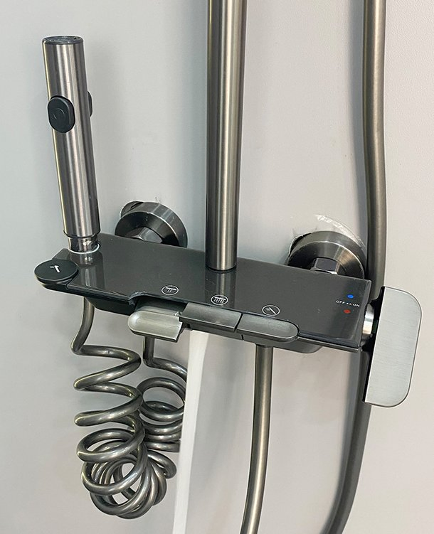 Gun Gray Multi-Functional Shower Head - Top Spray + Handheld Dual-Outlet Combo