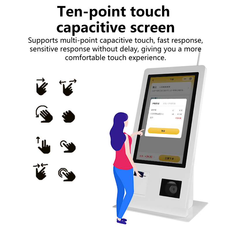 15.6inch Touch Screen Self-Service Payment Kiosk Terminal POS System NFC Payment 58mm Printer Qr Scanner Restaurant Ordering Machine