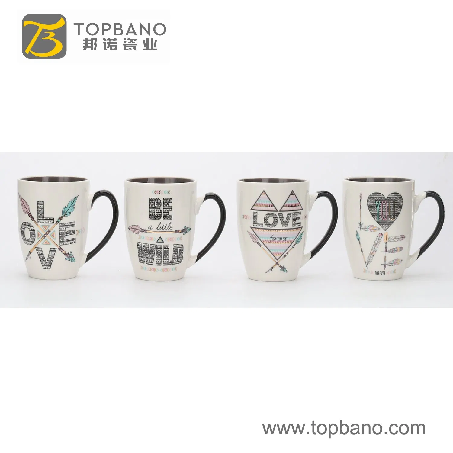 12 Oz White Porcelain with Red Heart Design for Valentine's Gifts Mug