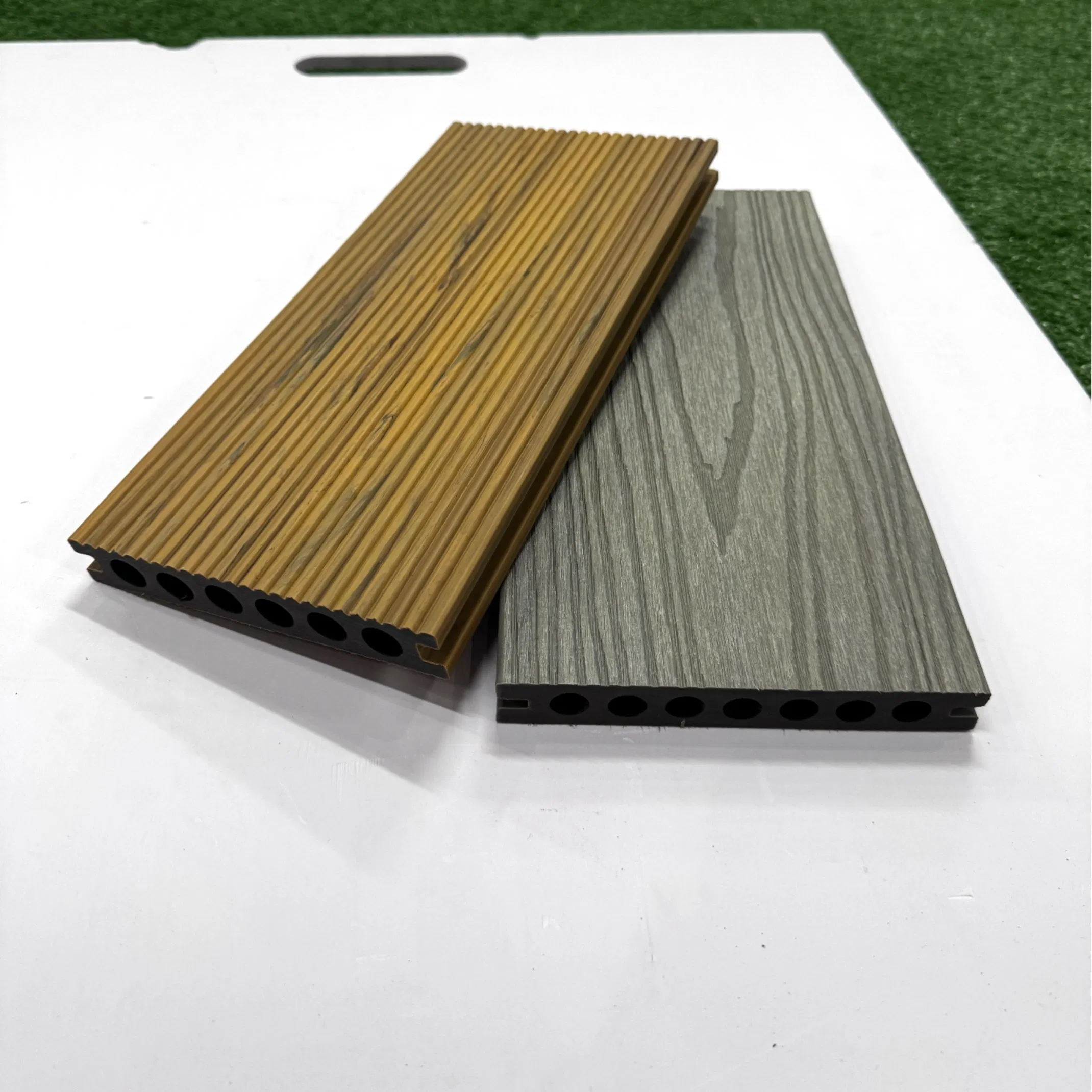 Outdoor 140*23mm Wood Grain Hollow Wood Plastic Composite Flooring Deep Embossing Decking
