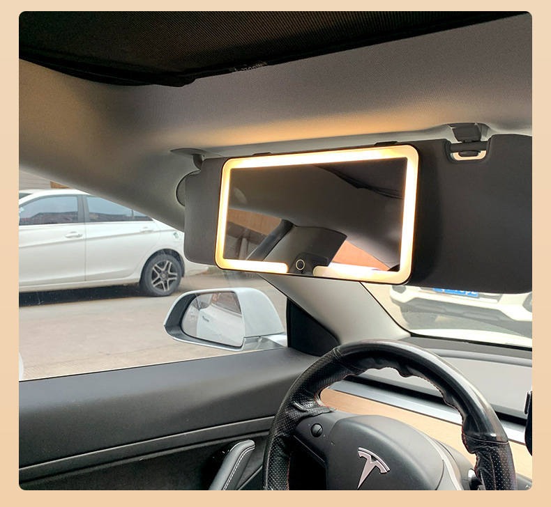 Shatterproof Car Sun Visor High-Definition Makeup Mirror with LED Light